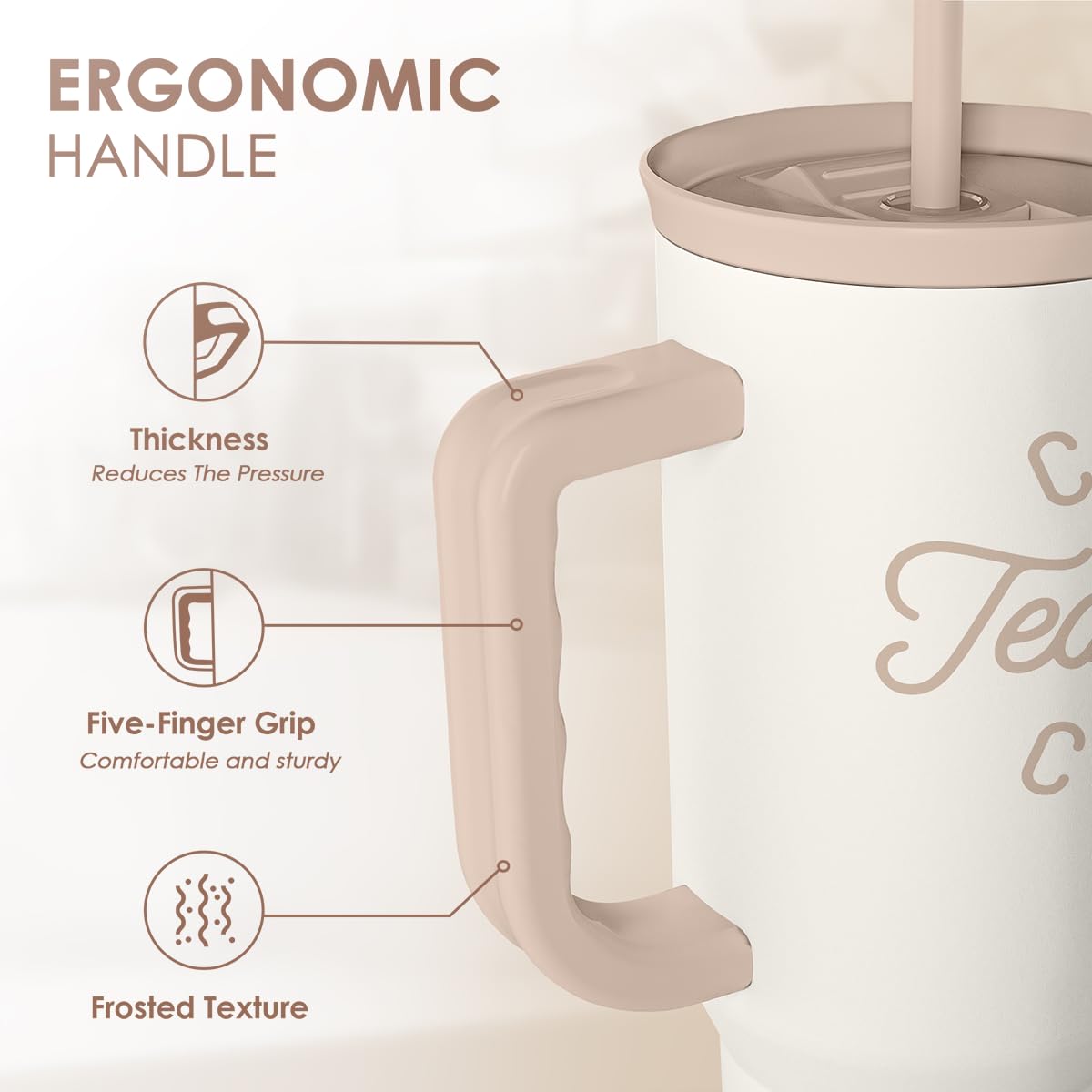 Teacher Appreciation Gift for Women - Stainless Steel Insulated Tumbler with Handle - Teachers Travel Coffee Mug Cup for Women B