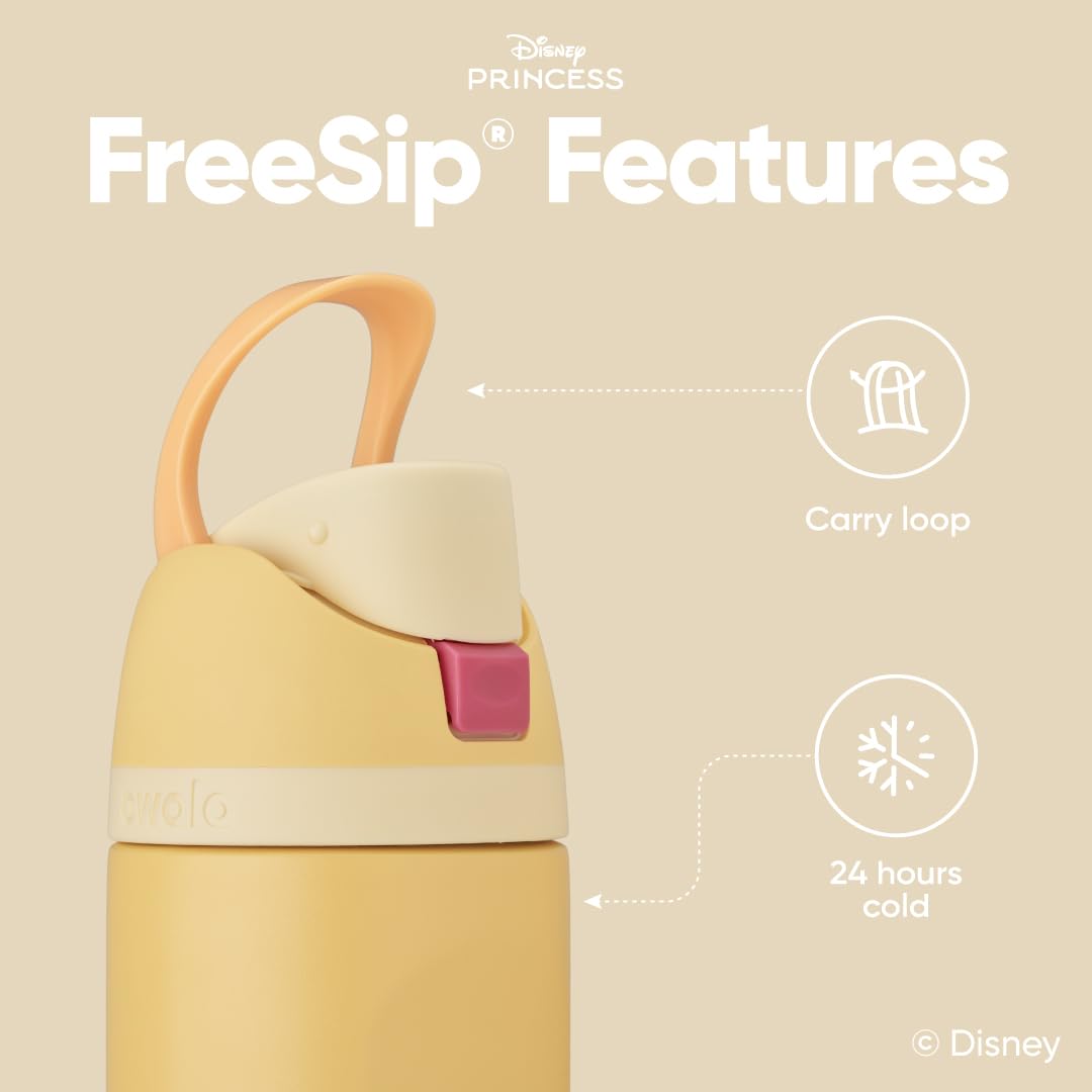 Owala Disney Princess FreeSip Insulated Stainless Steel Water Bottle with Straw for Sports and Travel, BPA-Free Sports Water Bot