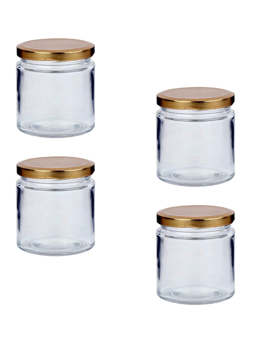 Versatile Transparent Glass Jar  Pack Of 4, 100 Ml Capacity, Perfect For Organizing Your Kitchen And Home, Size: 5.5 X 5.5 X 6.