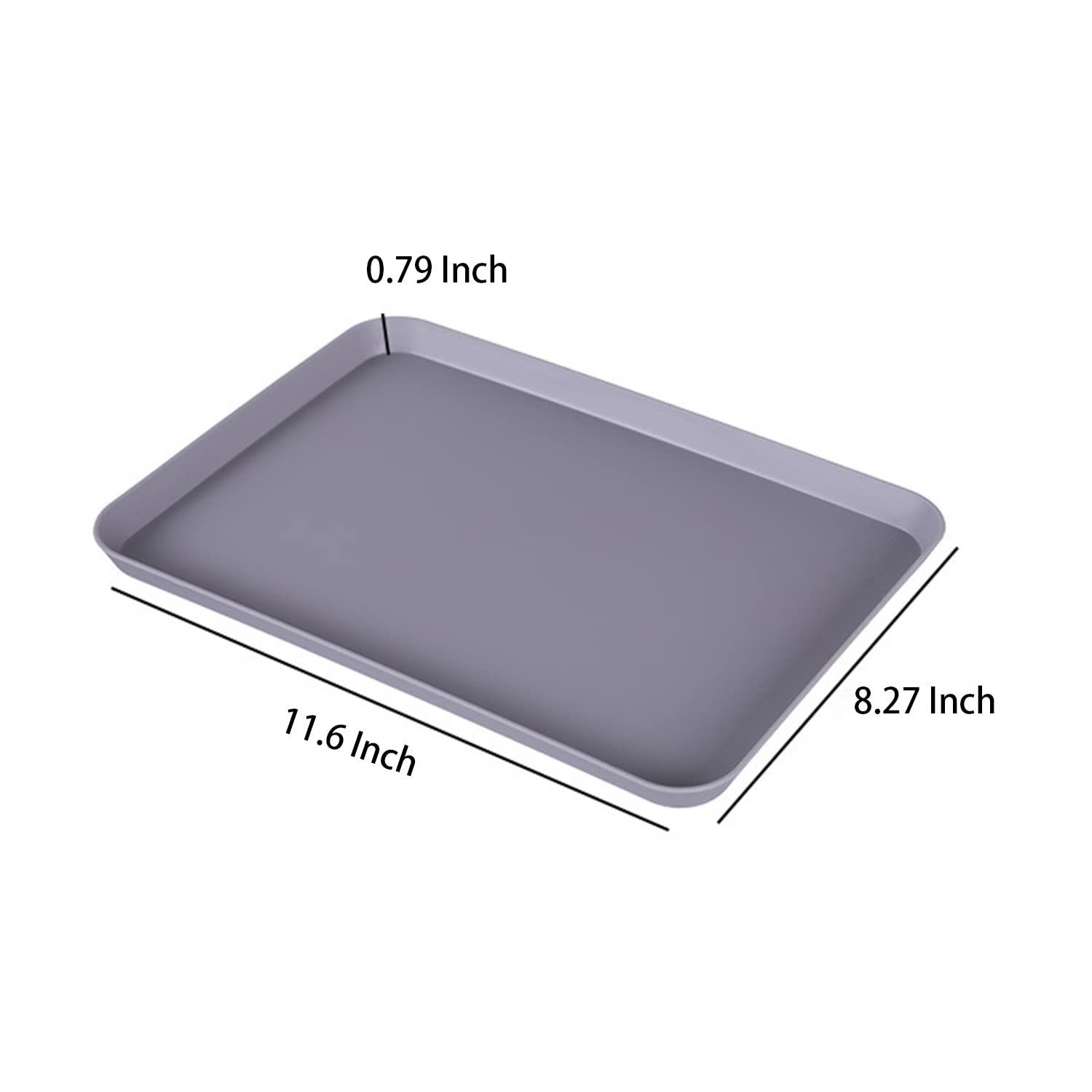 6 Pack 8 X 12 Inch Plastic Trays, Cute Small Pink Grey Blue Trays With 2   Wall, Decorative Food Serving Tray, Rectangular Flat