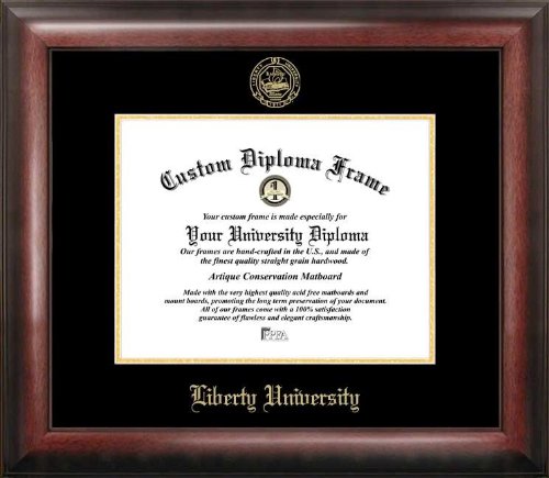 Campus Images VA989GED Liberty University Embossed Diploma Frame, 8.5 x 11, Gold