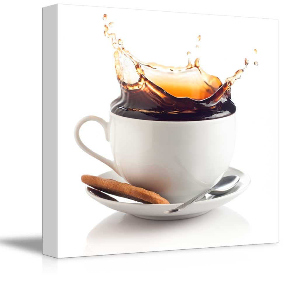 Canvas Prints Wall Art - Coffee Splash In A Cup Against White Background | Modern Wall Decor/Home Decoration Stretched Gallery C
