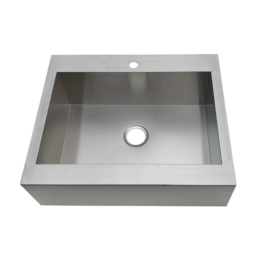 Gourmetier GKTSF302491 Edinburg Drop-In 30 Inch Single Bowl Kitchen Sink  Brushed