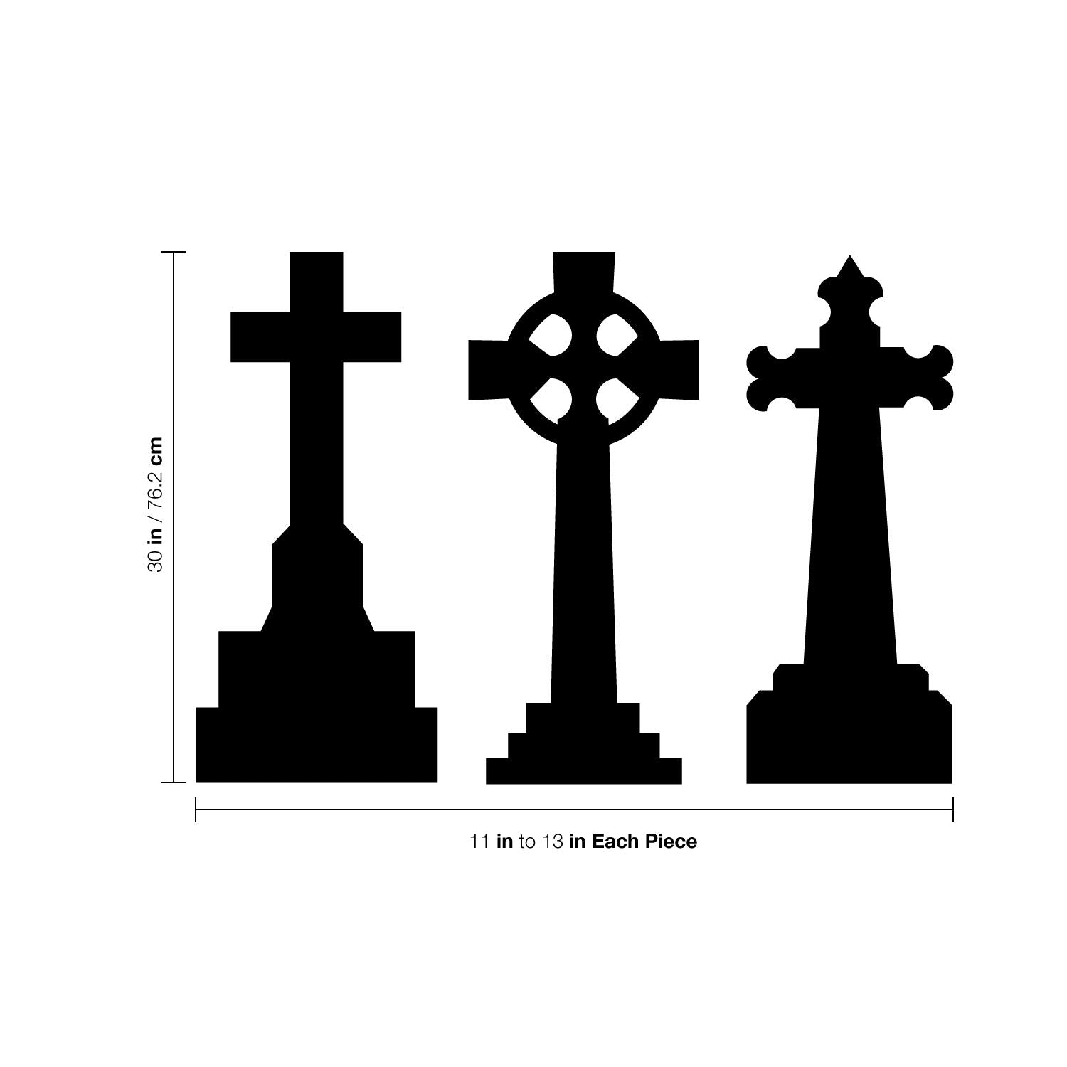 Halloween Wall Decals - 3 Tombstone Vinyl Stickers - Removable Wall Decal Peel And Stick Indoor Outdoor Halloween Decorations Fo