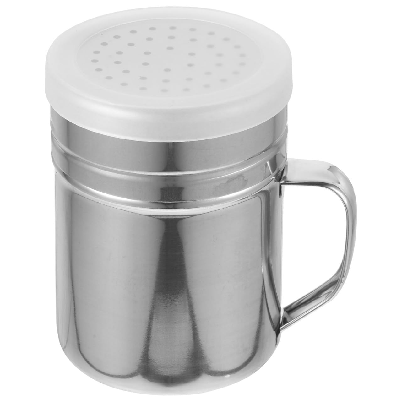 PRETYZOOM Reusable Stainless Steel Cocoa Powder Shaker Medium Seasoning Canister Handle for Sugar and Spices Kitchen Accessory f