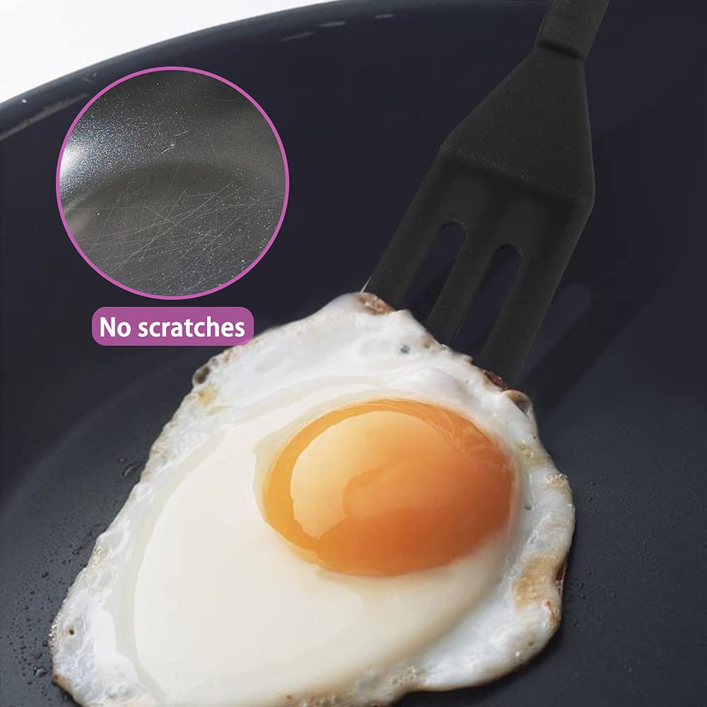 Dland 2 Pcs Mini Spatula Serving Spatula Flexible Nonstick Silicone Heat-Resistant Cookie Spatula Slotted Spatula For Flip Egg I