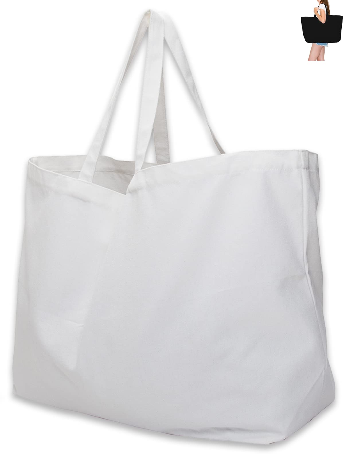 Extra Large Canvas Tote Bag - Big Largest Reusable Grocery,White