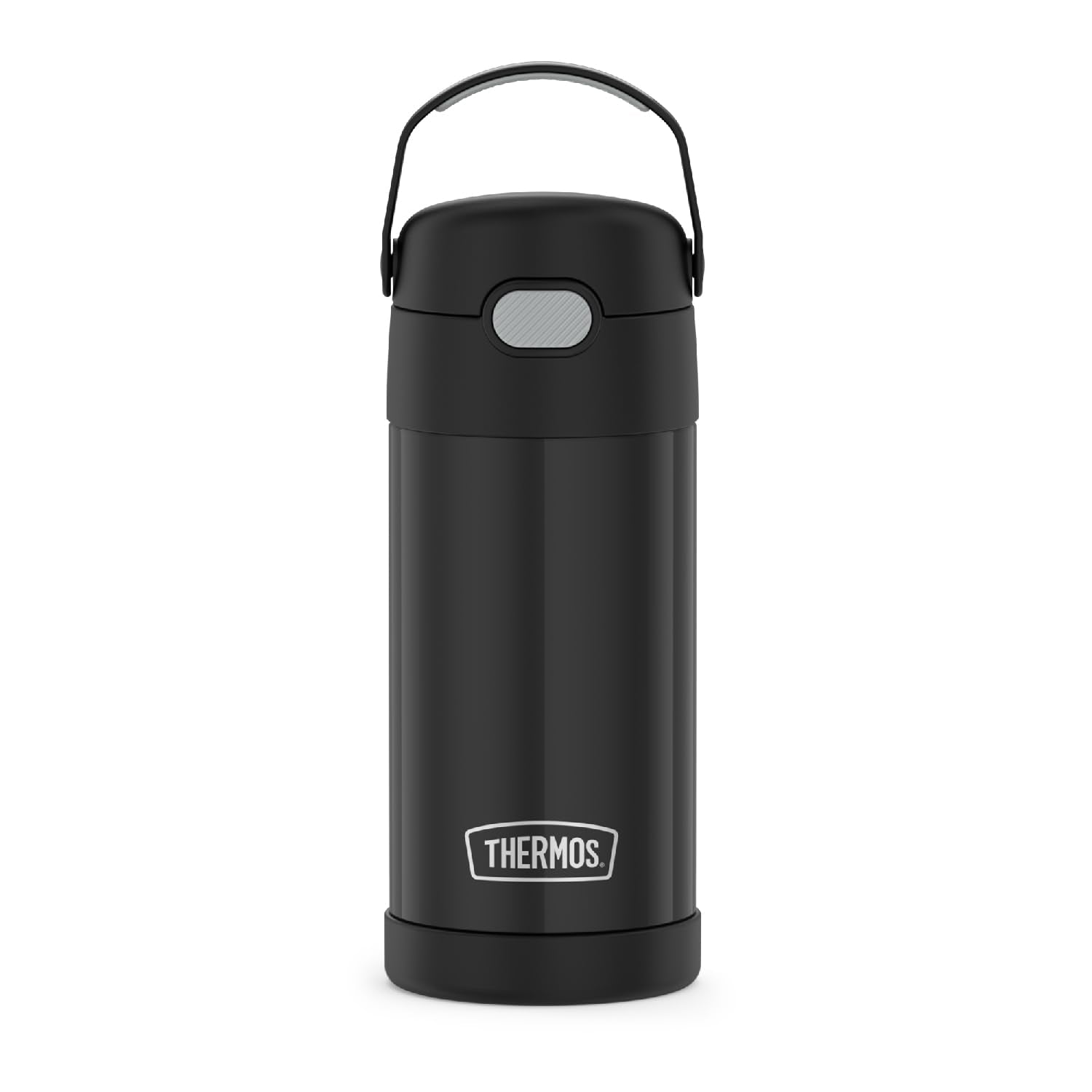 Thermos Funtainer Water Bottle With Straw - 12 Ounce - Kids Stainless Steel Vacuum Insulated Water Bottle With Lid, Black