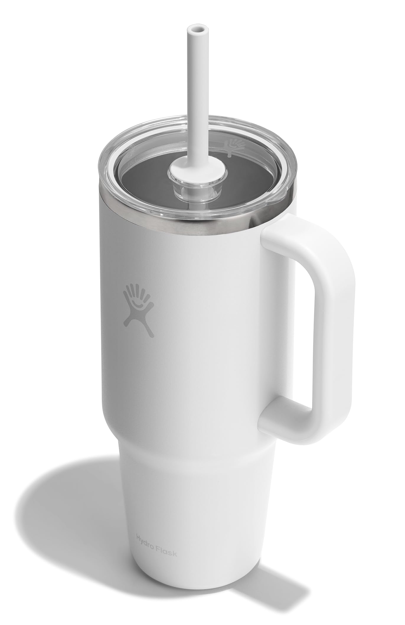 Hydro Flask 40 Oz Clear Lid Travel Tumbler with Straw and Handle - Insulated Stainless Steel in 40 Oz White
