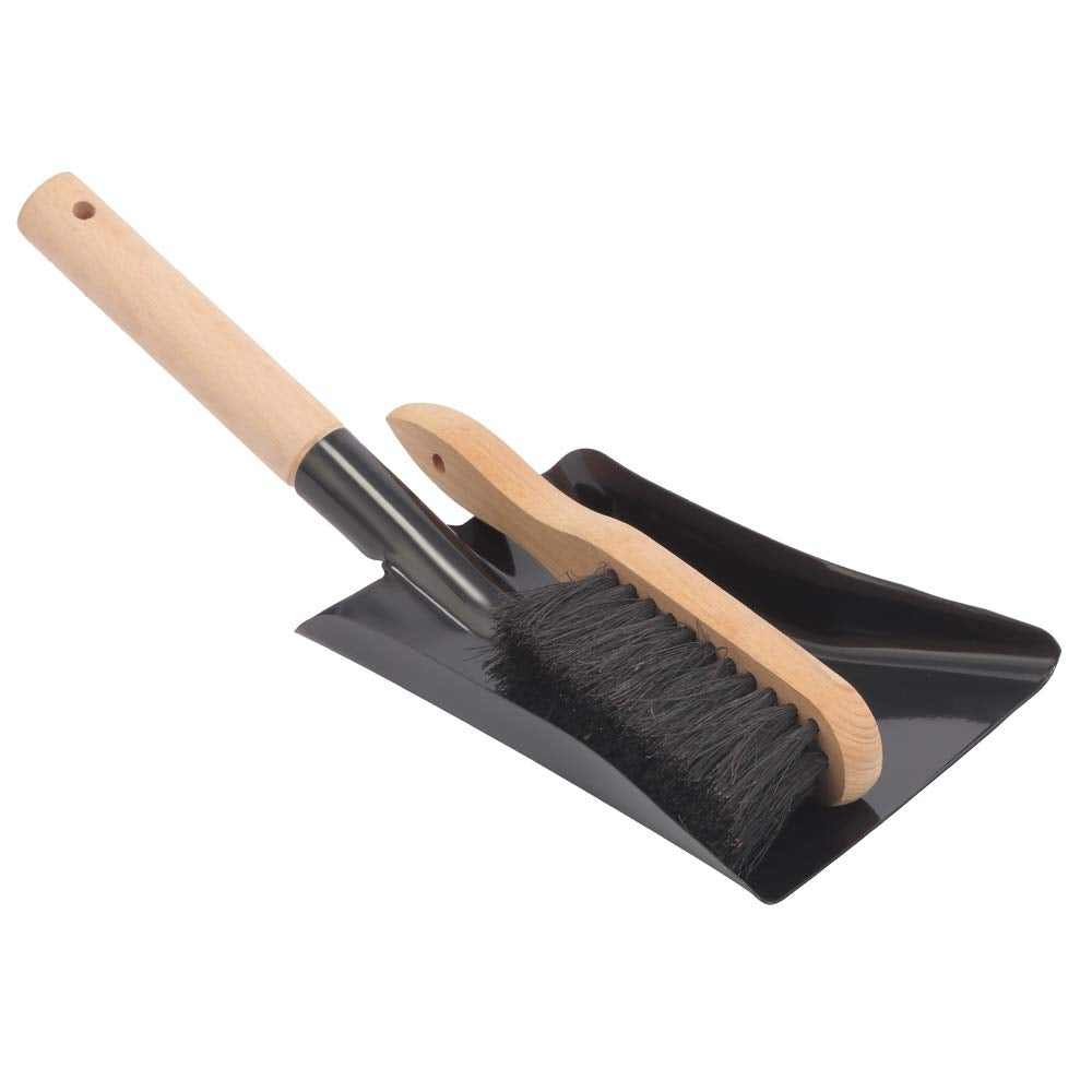 Aboniris Coal Shovel And Hearth Brush Set Made Of Natural Wood And Coco Bristles, Hearth Tidy Set, Fireplace Shovel And Brush, F