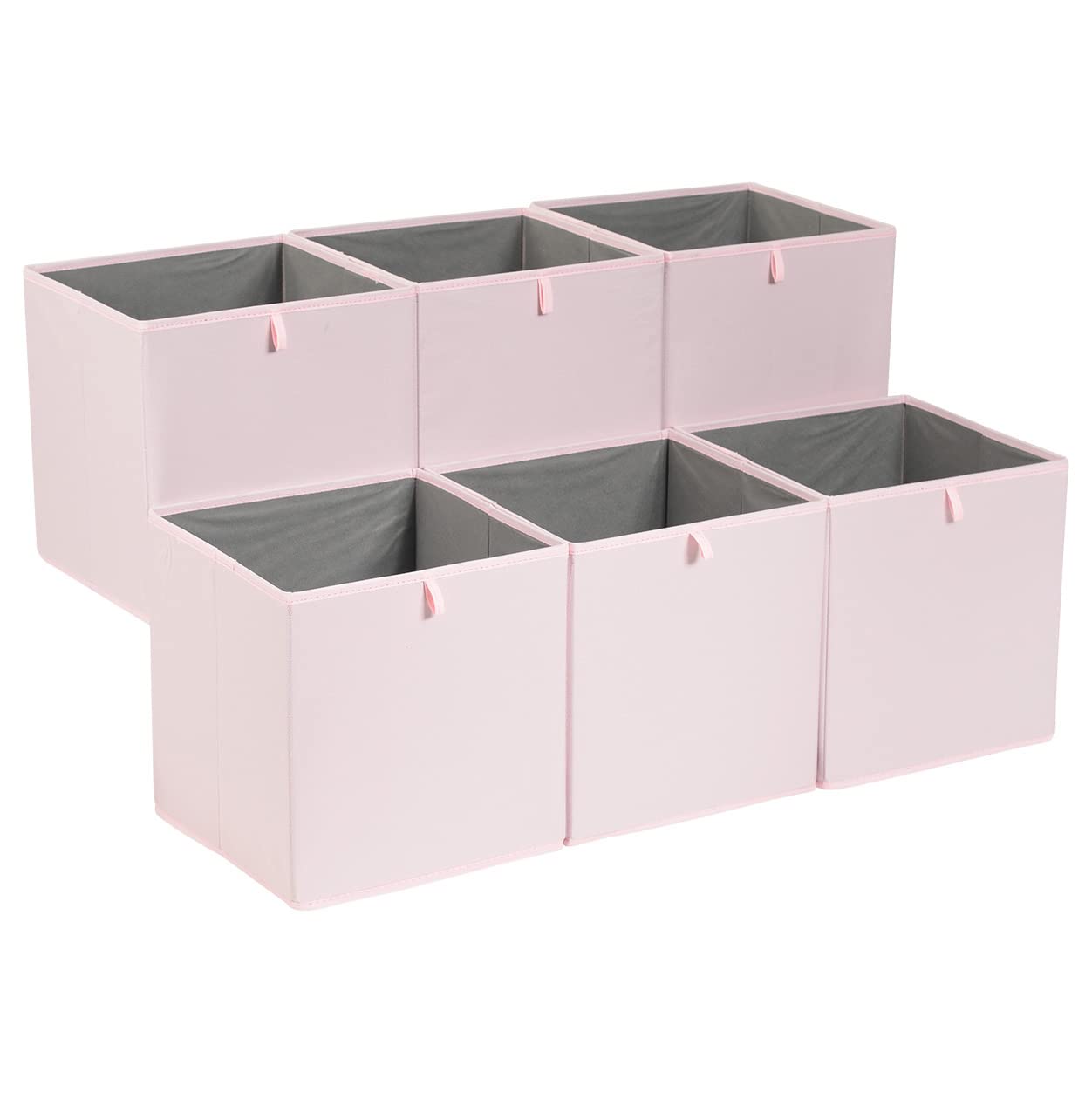 Amazon Basics Cube Organizer Bins, Collapsible Storage Baskets For Shelves, Peony Pink, Pack Of 6, 13X15X13''