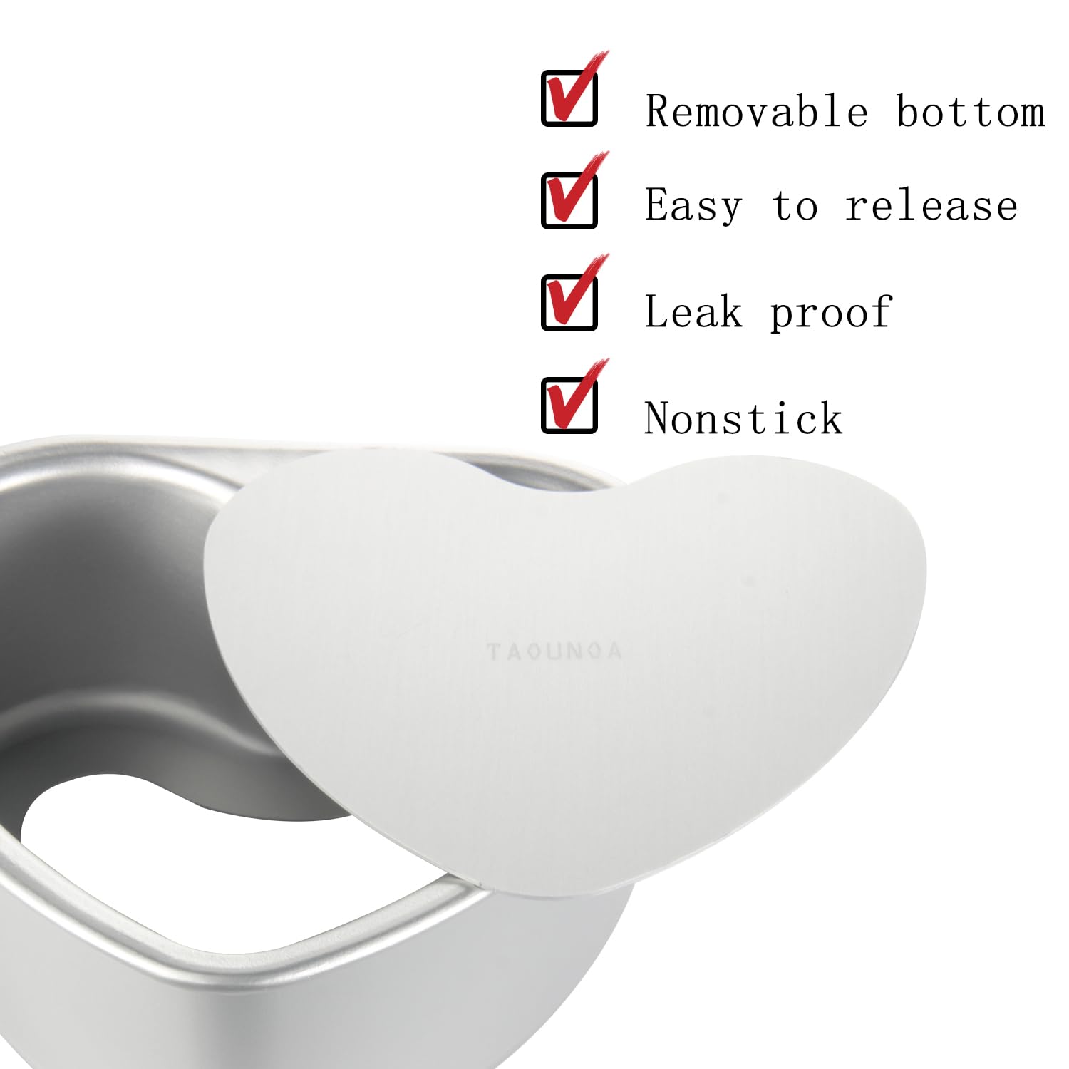 Taounoa Heart Shaped Cake Pans For Valentine'S Day And Home Baking, 4 Inch And 6 Inch Set Of 2, Aluminum Cake Pans With A Remova