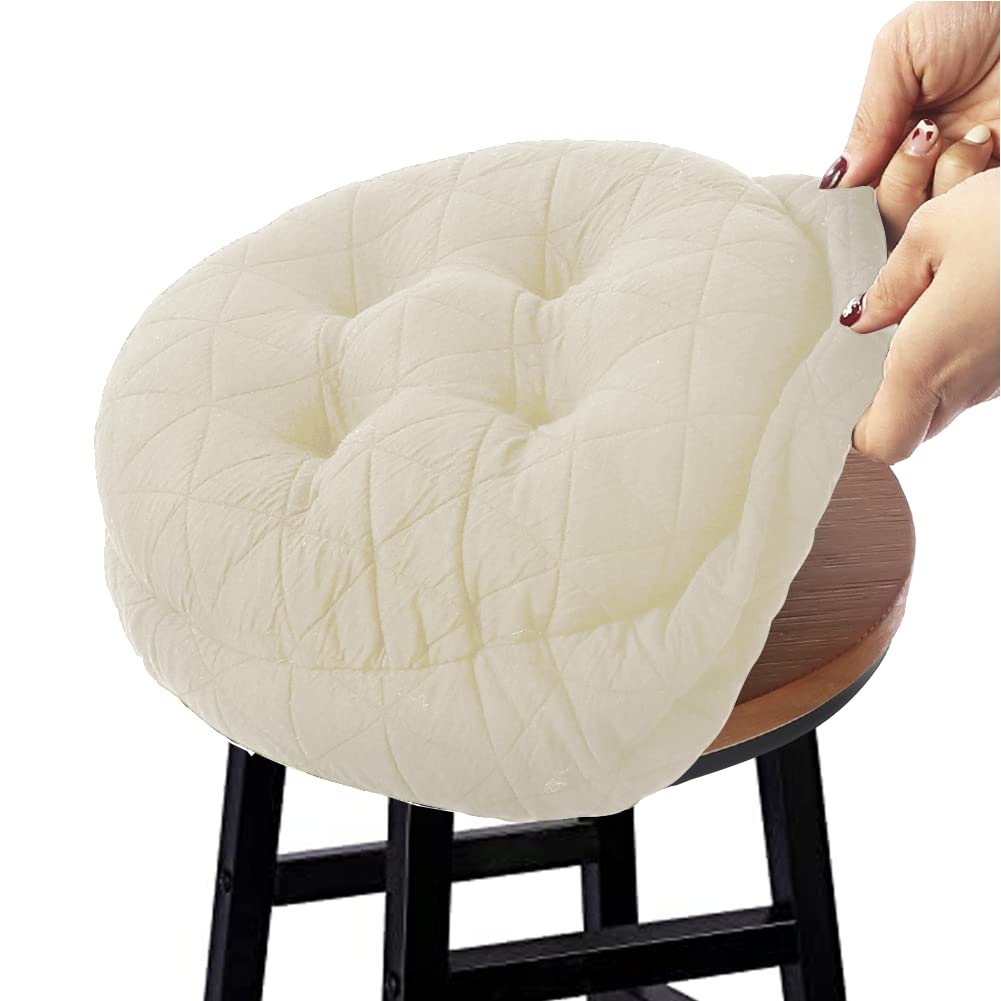 Buyue Seat Cushion For Round Bar Stool, Dia.13 Luxury Fashion Jacquard With Anti-Skid Silicone Bar Stool Cushion Padded (Beige,