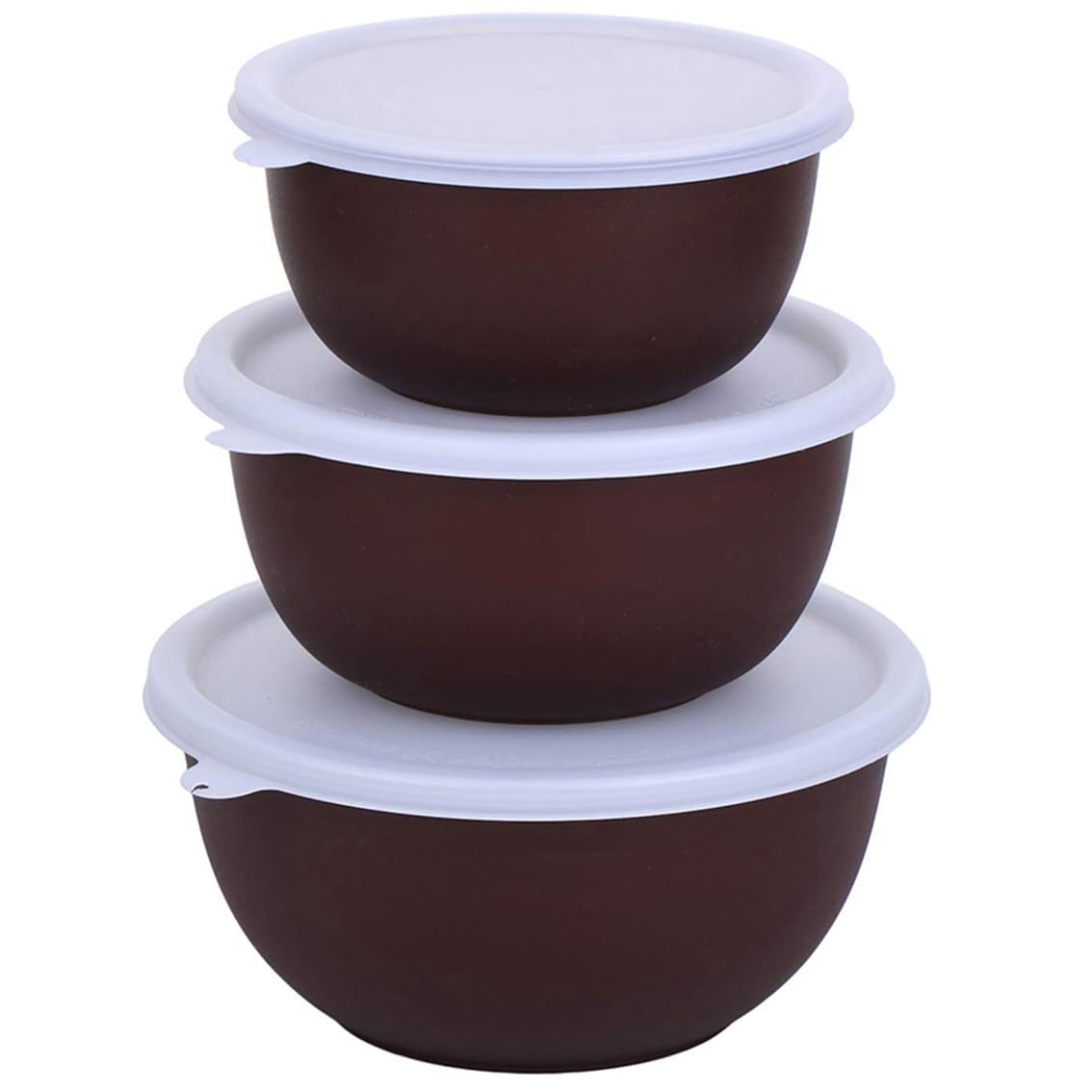 Stainless Steel Microwave Safe Food Storage Container With Lid Set Of 3 Dark Brow Plain 3 Wl