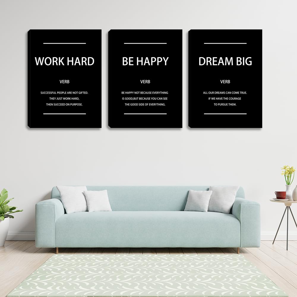 Motivational Affirmation Wall Art Inspirational Poster Prints Encourage Office Wall Decor Art Prints Black Pictures Painting Str