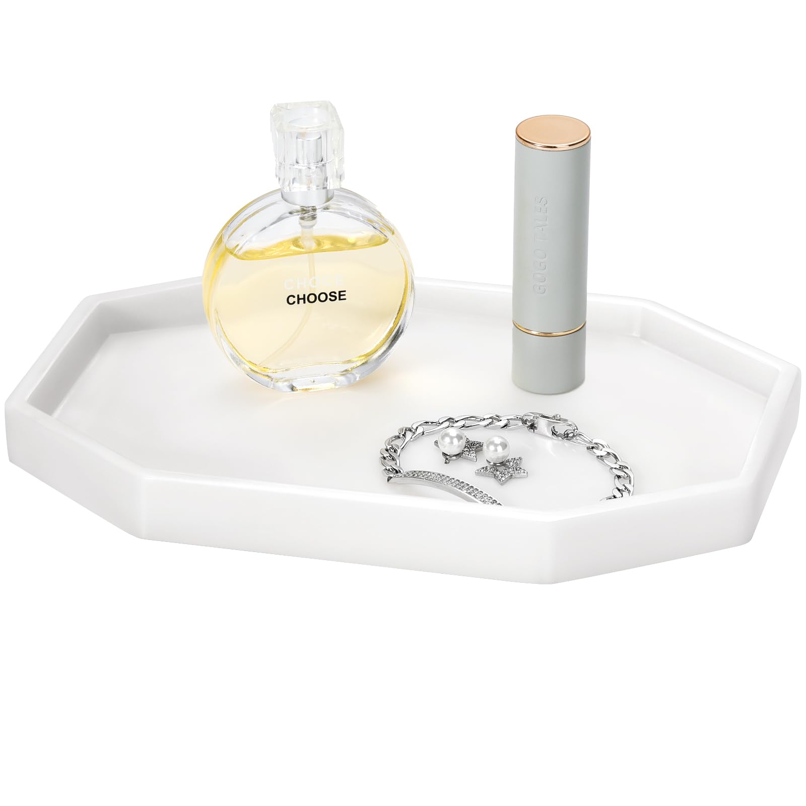 Shinowa 8'' Small Octagon Bathroom Vanity Tray, Resin Decorative Perfume Tray Jewelry Ring Dish Tray,Vanity Tray For Bathroom Ca