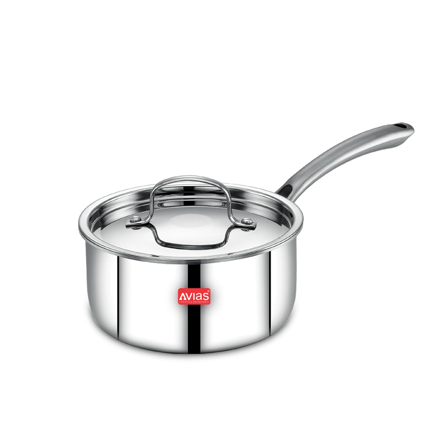 Avias Riara Triply Saucepan With Lid | 5 Years Warranty | 16Cm Stainless Steel Sauce Pan, Triply Tea Pan, Steel Casted Handles, 
