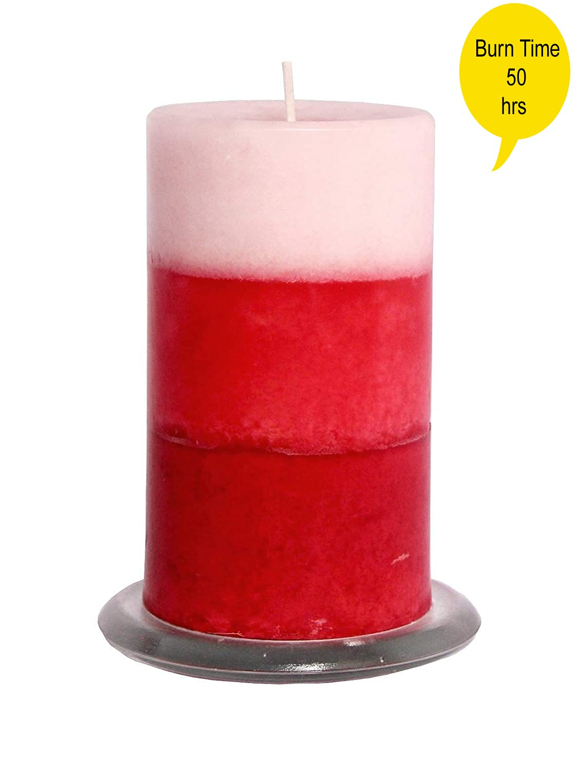 Pure Indian Candle Hand Poured Rose Scented Pillar Candles (50 Hrs Burn Time)