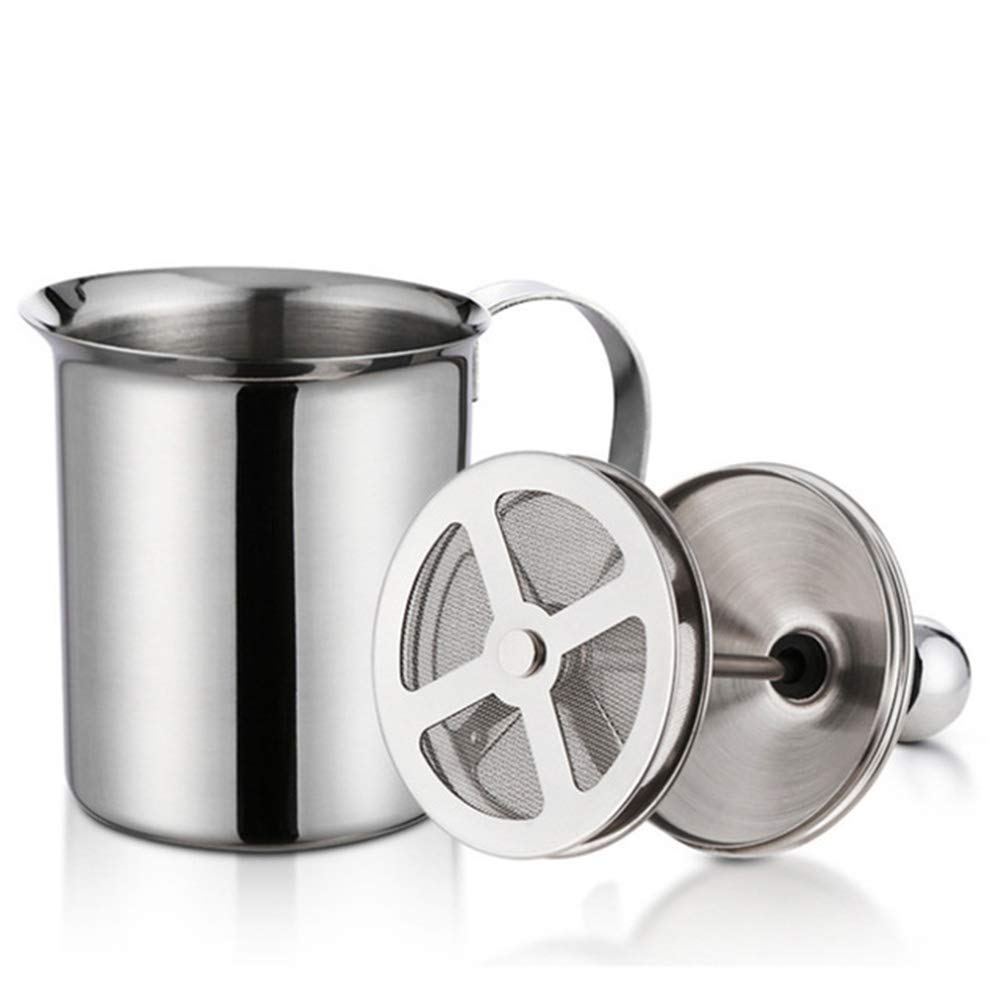 304 Stainless Steel Double-Layer Manual Foamer For Milk Coffee, Etc. (27 Oz)