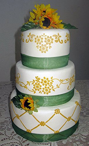 Designer Stencils Daisy Lattice 4 Cake Stenci, Beige/Semi-Transparent