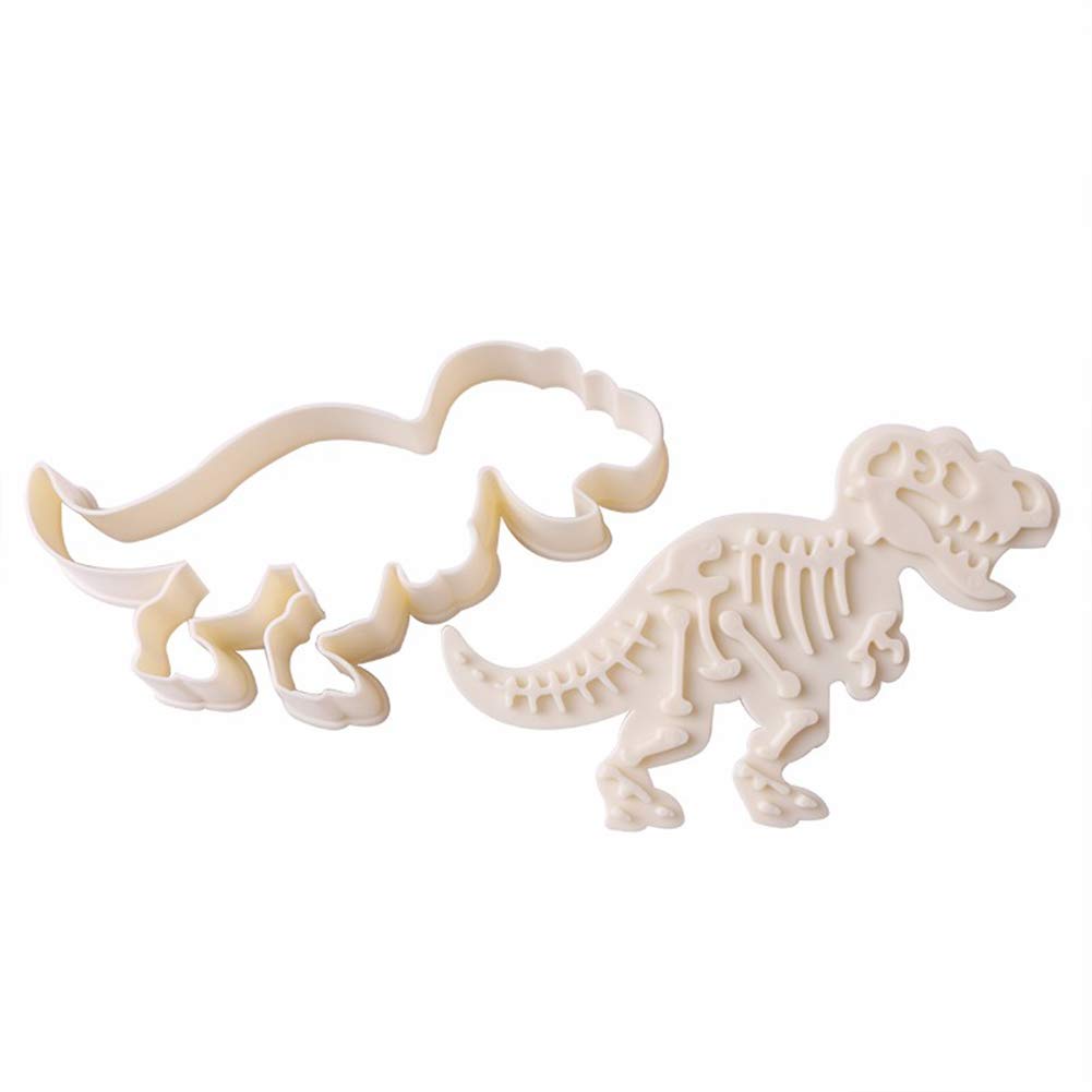Shebaking 6 Pack Jurassic Dinosaur Shaped Cookie Cutter Stegosaurus T-Rex Triceratops Skeleton Fossil Mold Dinosaur Bones Cookie