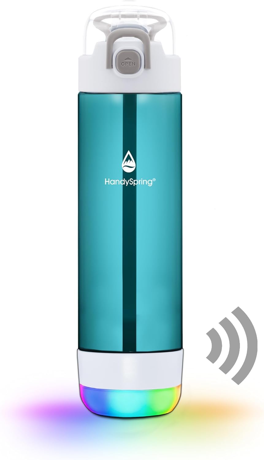 HANDYSPRING  Smart Water Bottle with Reminder To Drink Water, Lights And Sound, Water Intake Tracker, Rechargeable, Tritan Plas