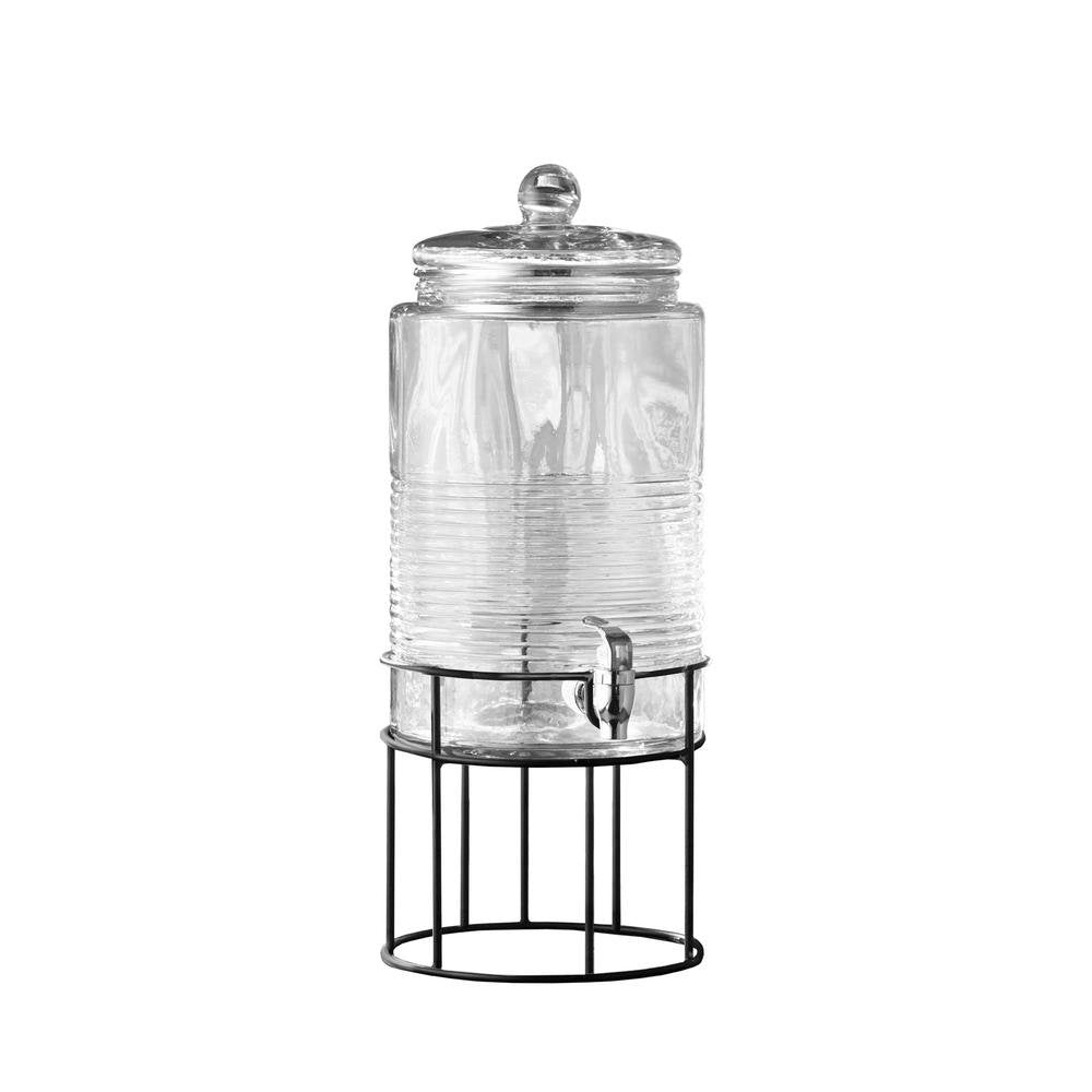 Style Setter Covina Beverage Dispenser with Stand Cold Drink with 1.9 Gallon Capacity Glass Jug and Leak-Proof Acrylic Spigot in