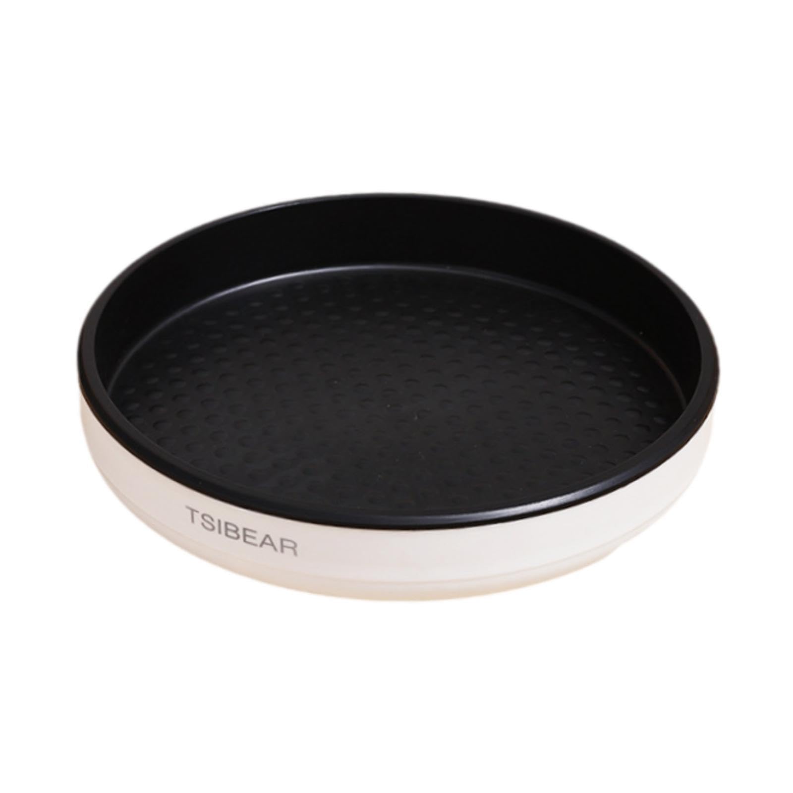 Trendynest Rotatable Spice Rack Anti Slip Turntable Organizer For Kitchen Fridge Pantry Black 25Cm