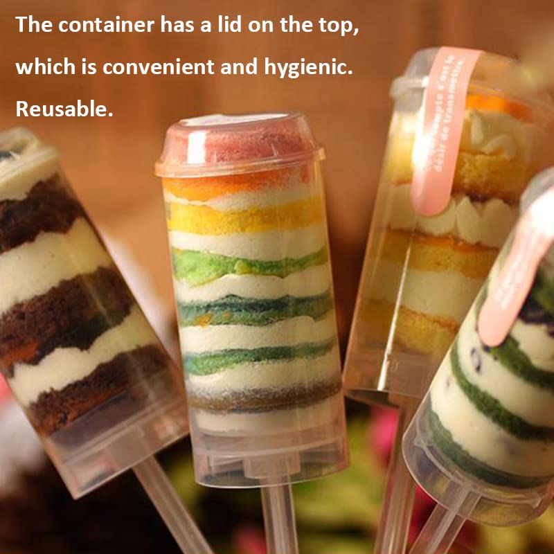 ZLKSKER Cake Push Up Pop Containers - Pack of 12, Standard Size, Transparent Polypropylene, Includes Tray, Model ttl12
