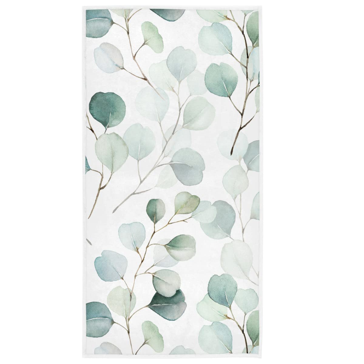 Wamika Green Leaves Hand Bath Towel Shower Towels Set Watercolor Herbs Women Kitchen Hanging Gym Fingertip Bathroom Shower Beach