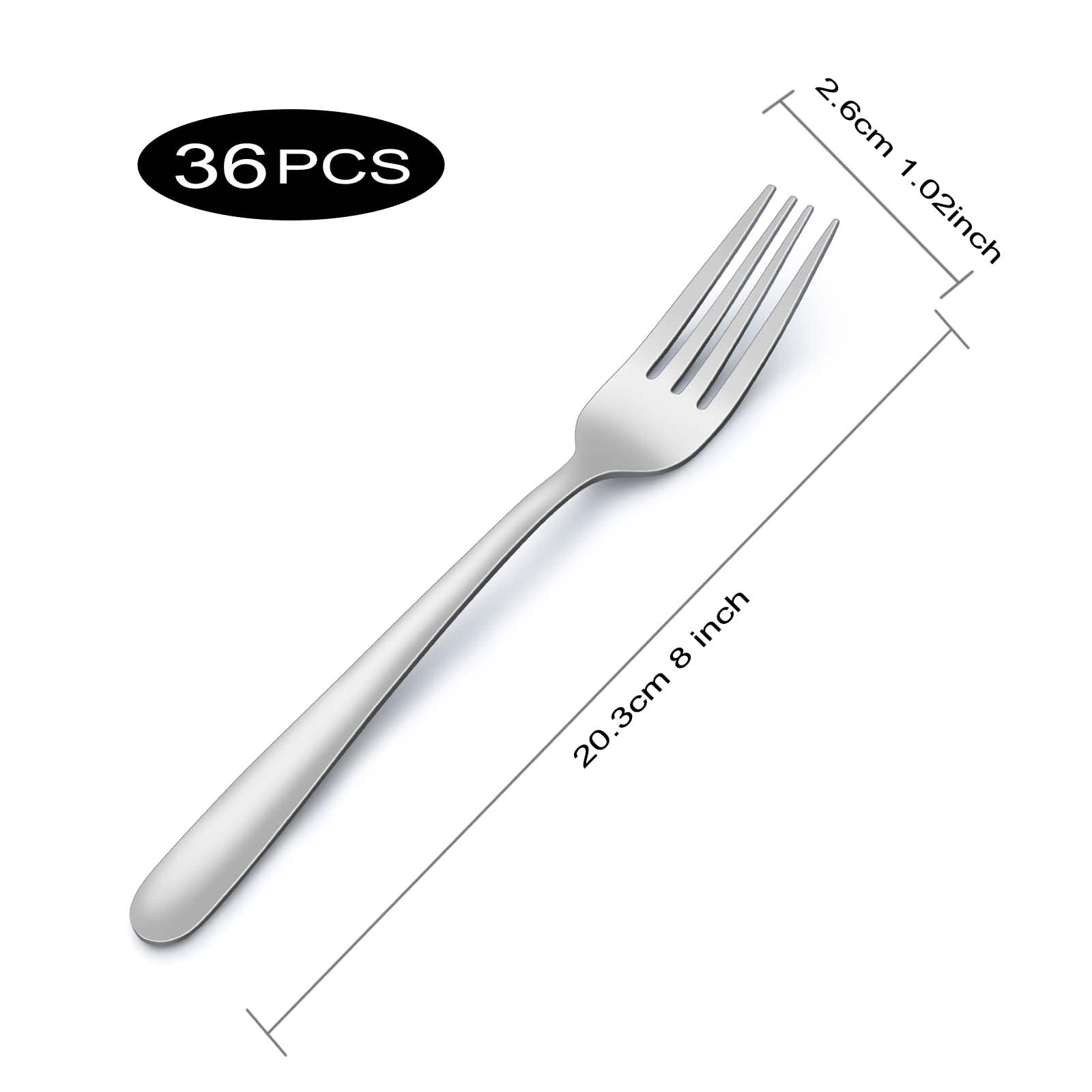 Pleafind 36 Pieces Dinner Forks Set (8 Inch), Forks Silverware, Stainless Steel Forks, Silverware Forks, Mirror Polished Fork Se