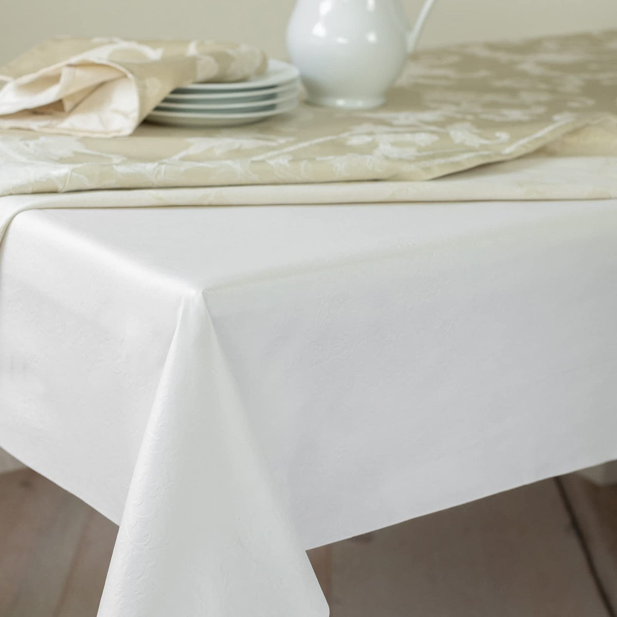 Benson Mills Deluxe Heavy Duty Vinyl Table Pad, Premium Table Protector, Waterproof With Flannel Backing, Quilted Design And Cus