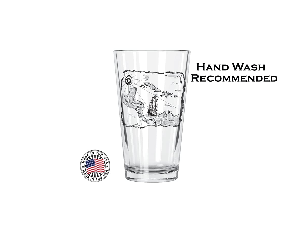 Corkology Pint Glass Treasure Map, Clear