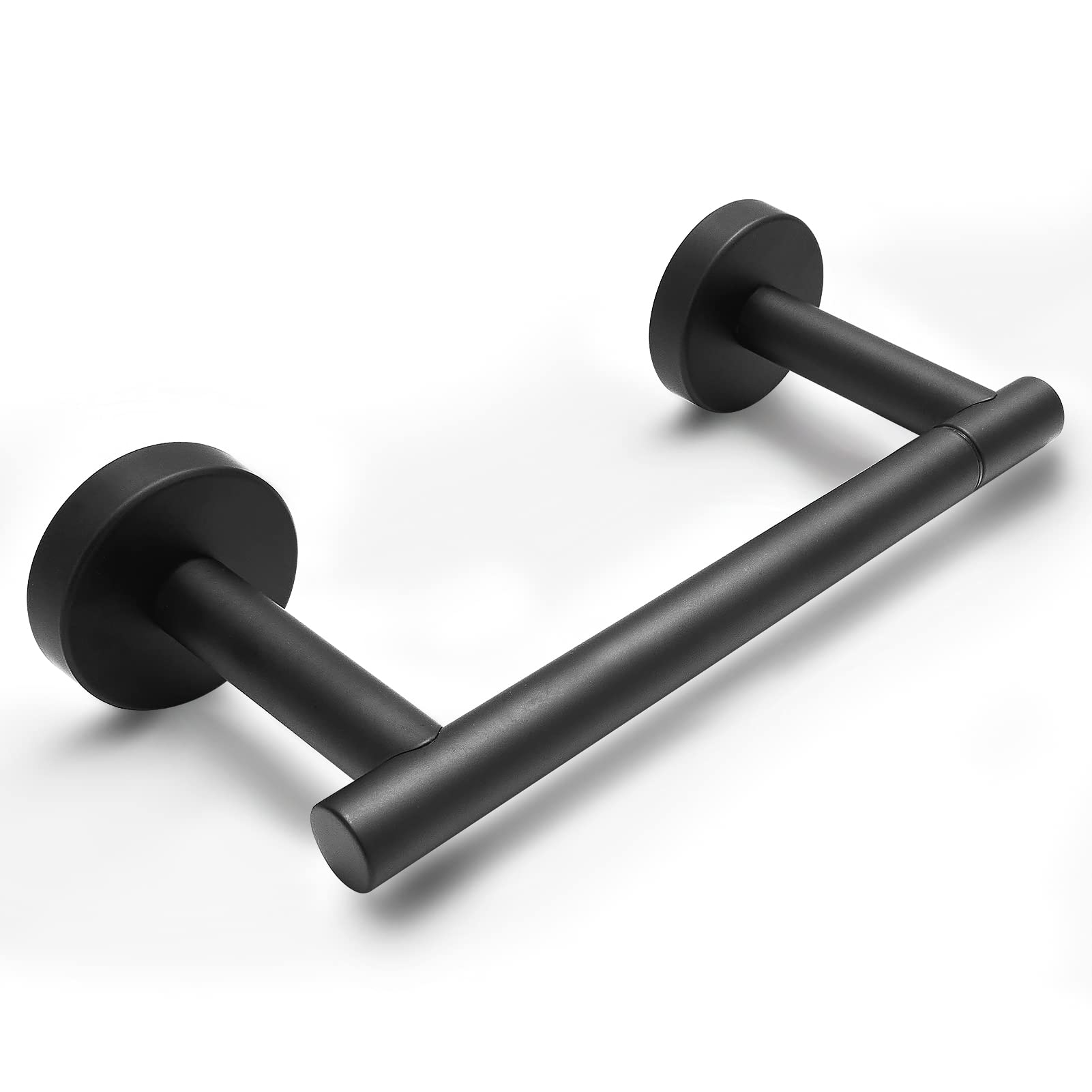 Pokim Black Toilet Paper Holder - Metal Bathroom Flexible Pivoting Tissue Handle On Wall Mounted, Sus 304 Stainless Steel Adjust