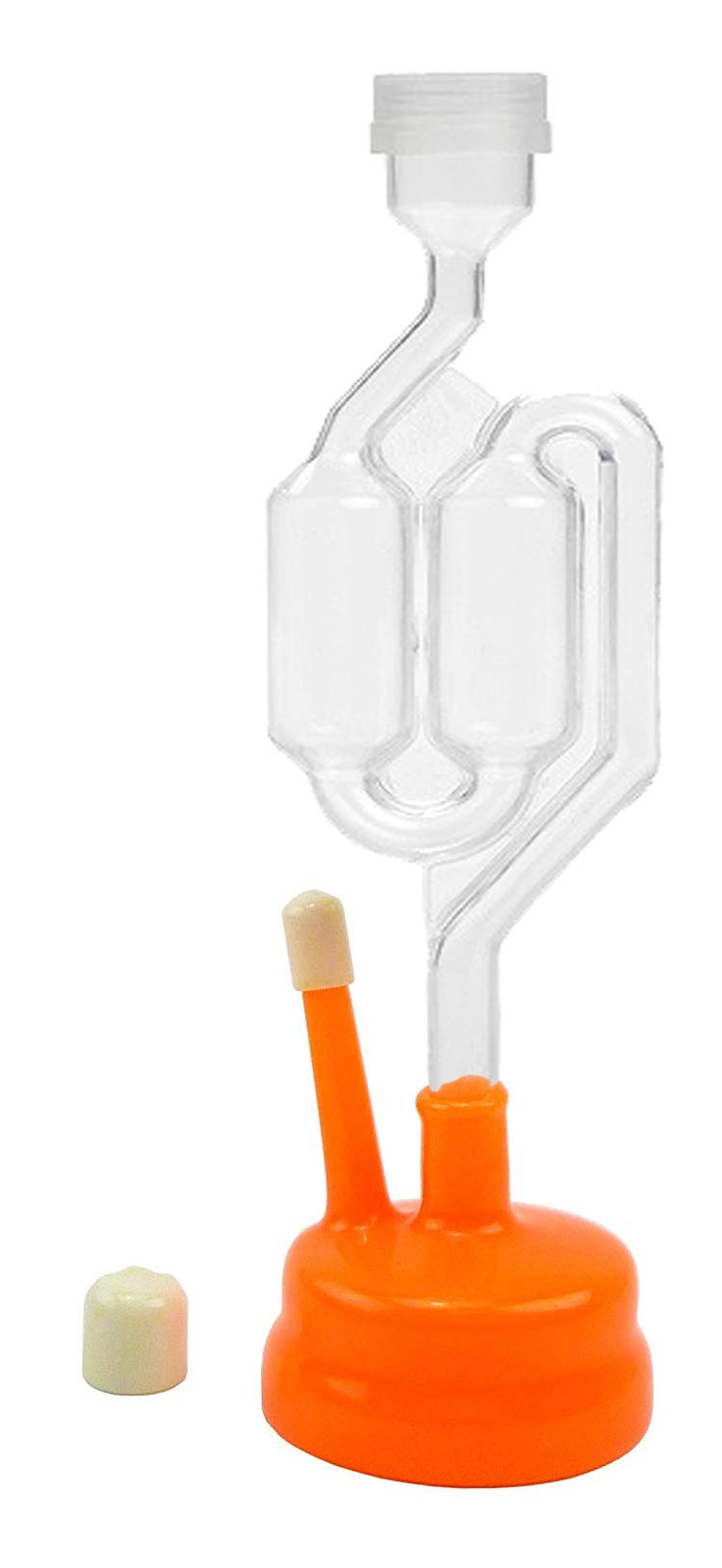 Twin Bubble Airlock With Universal Orange Carboy Cap