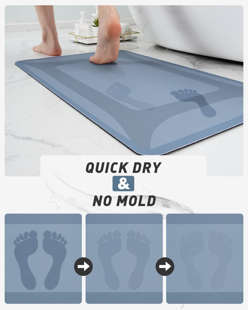 Sixhome-Bath Mat Rug-Quick Dry Absorbent Rubber Backed Bathroom Mat Thin Bathroom Rugs Fit Under Door-Bath Mats For Bathroom Flo