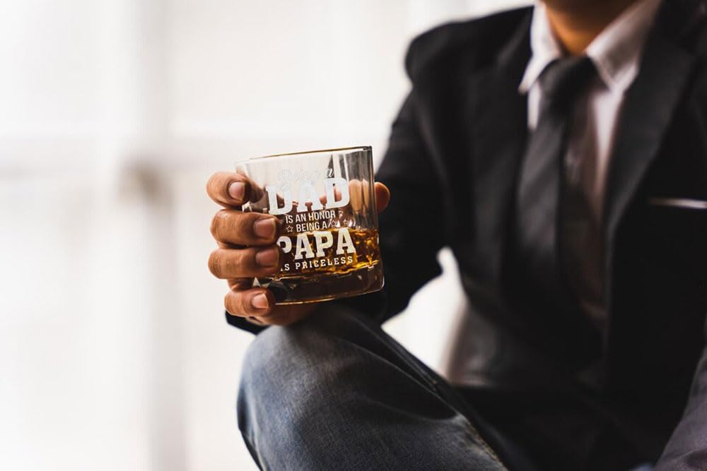 BETHEGIFT Father s Day Gifts for Dad - Papa Gifts for Fathers Day, Birthday, Christmas - Ideas Papa Rock Glass 10.25oz