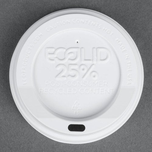 Eco-Products 10, 12, 16, And 20 Oz. Recycled Content Hot Paper Cup Lid - White 100 / Pack