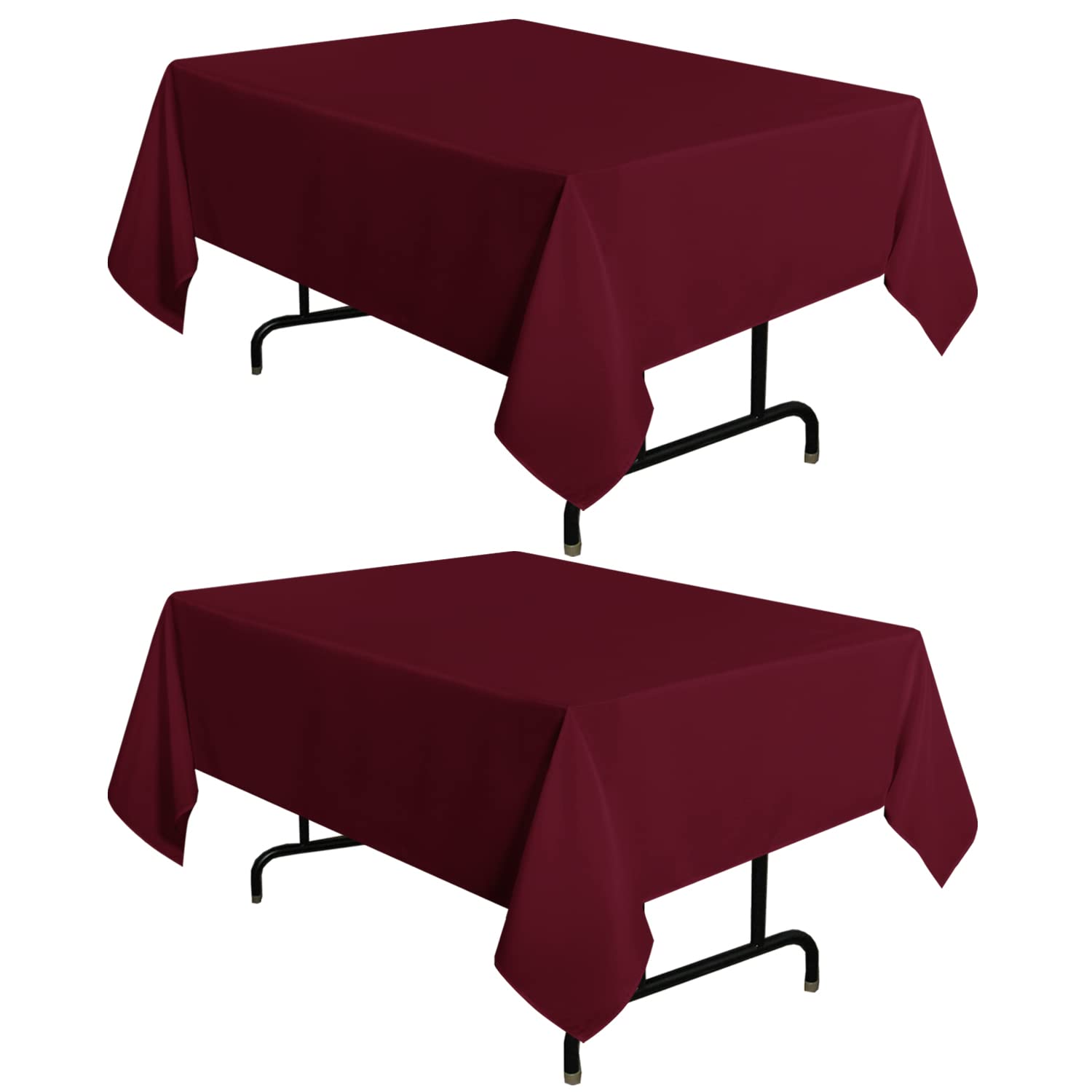 Sancua 2 Pack Burgundy Tablecloth 54 X 54 Inch, Stain And Wrinkle Resistant Square Table Cloth - Washable Polyester Table Cover