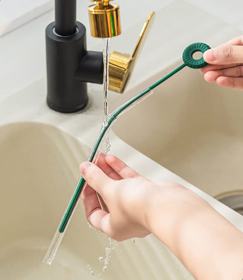 gugululu 2 Pcs Silicone Straw Cleaner Brush Set, 9.4" Large, Yellow & Green for Tumbler, Water Bottle, Baby Bottles