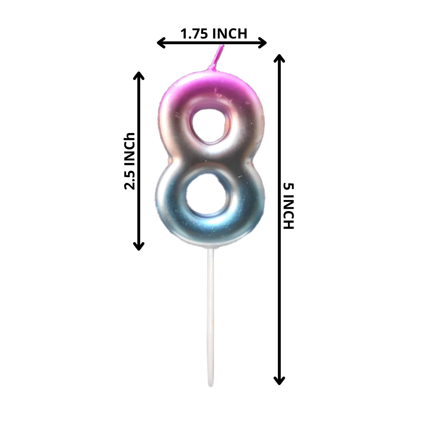 Party Decorz Number 8 Candle | Eight Number Candle | Number 8 Ombre Multicolor Candle for Birthday,Anniversary, Surprise Party C