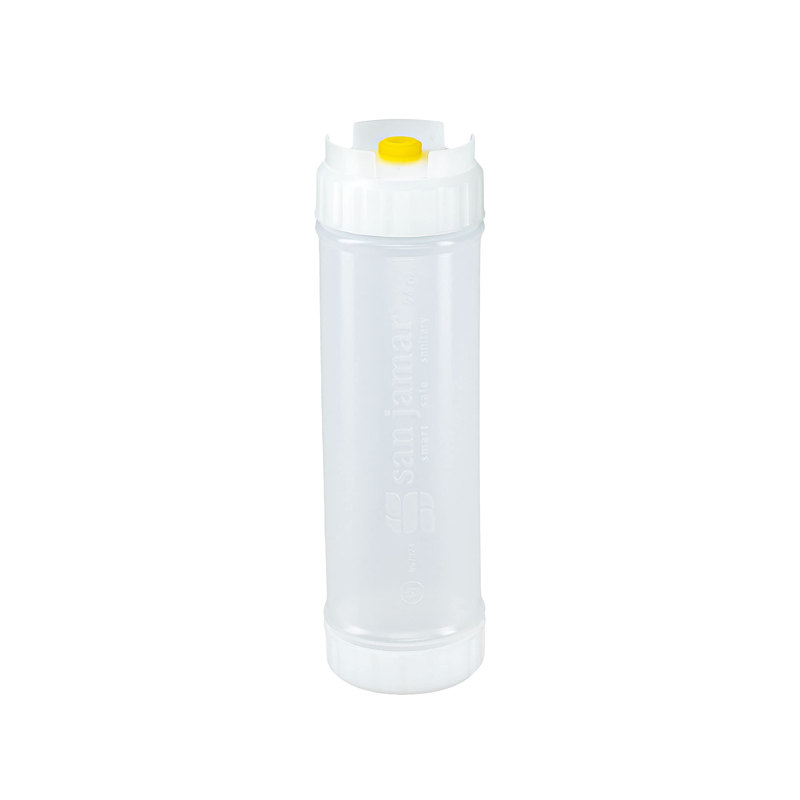 San Jamar Ez Kleen Plastic Sauce Bottle With Medium Valve For Standard Sauces And Dressings, 24 Ounces, White, (Pack Of 6)