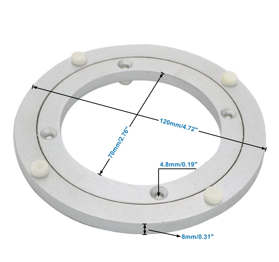 Dailydanny Aluminum Heavy Duty Lazy Susan Rotating Turntable Bearing Swivel Plate Hardware For Dining-Table (4 Inch)
