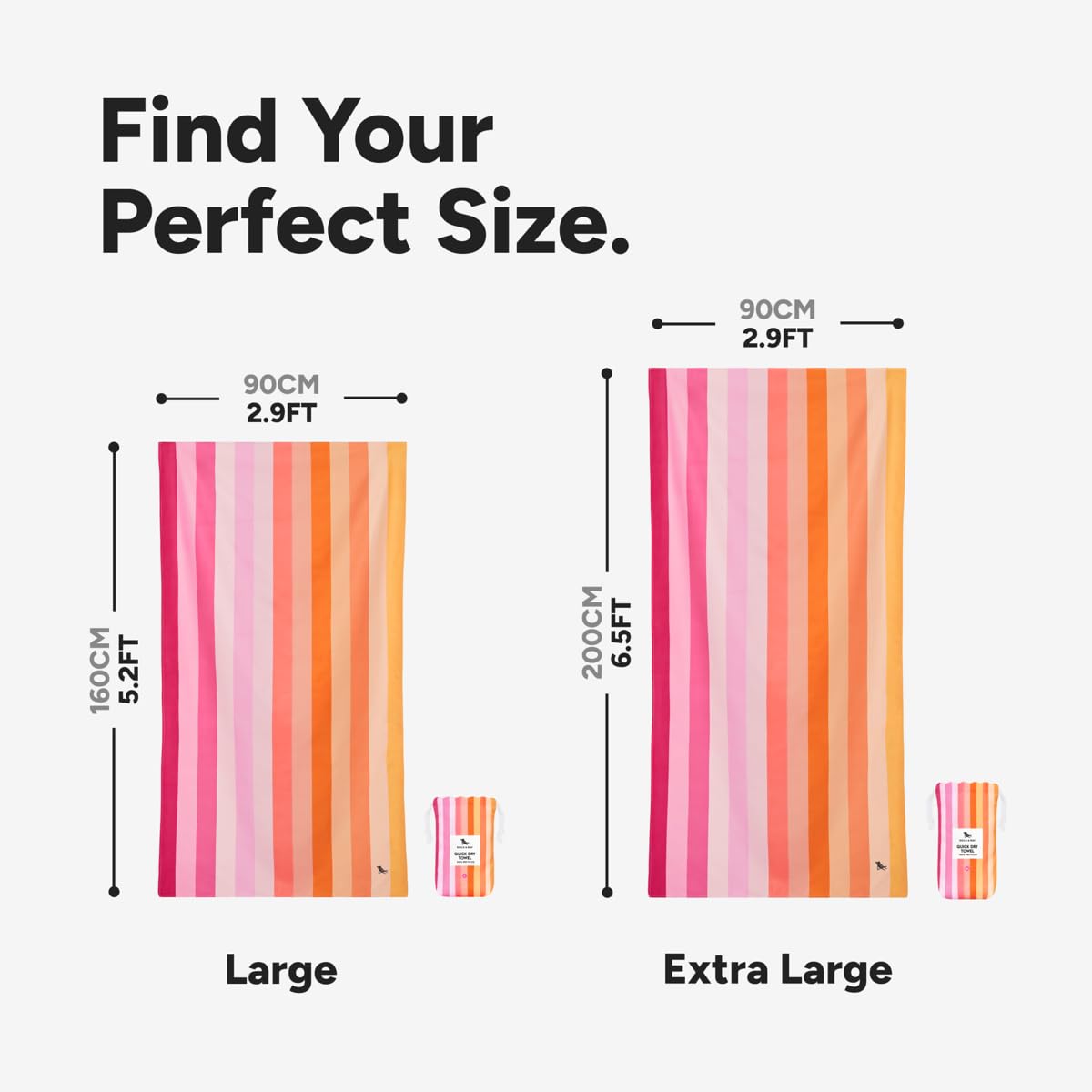 Dock & Bay Quick Drying Towel - For Sports & Gym - Compact, Lightweight - 100% Recycled - Includes Bag - Summer - Miami Sorbet,