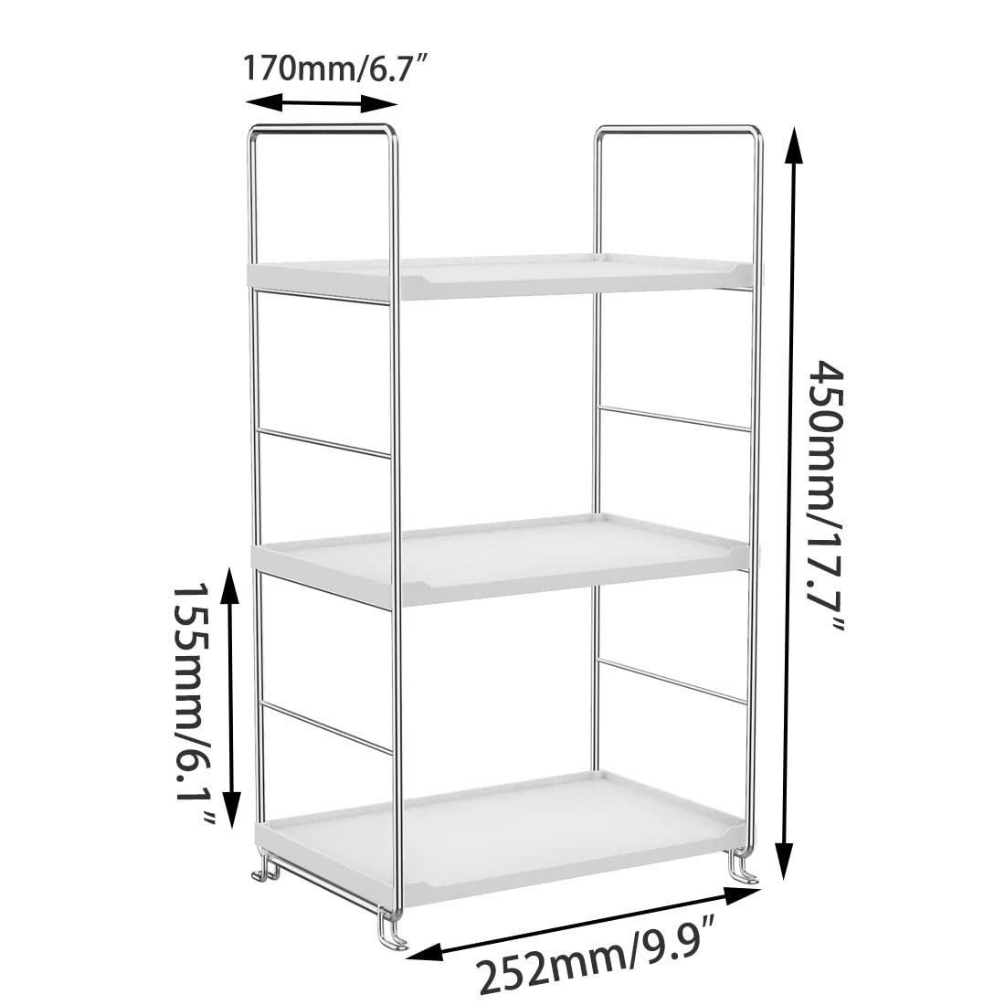3-Tier Bathroom Countertop Organizer -Makeup Organizer -Corner Storage Shelf- Kitchen Spice Rack Standing Shelf-Great For Vanity