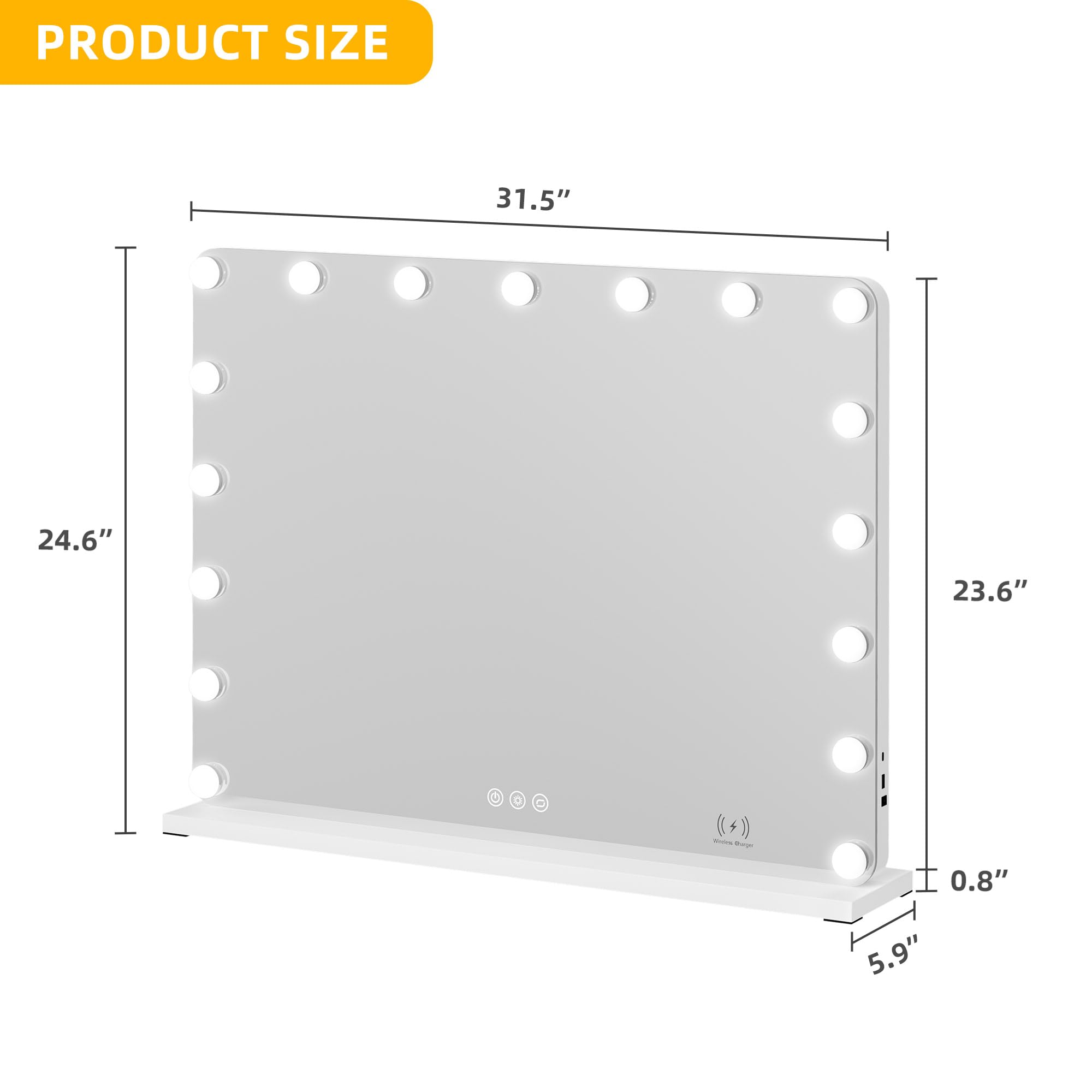 Yitahome Vanity Mirror With Lights And Bluetooth Speaker & Wireless Charger, 32''X24'' Led Makeup Mirror, Lighted Makeup Mirror