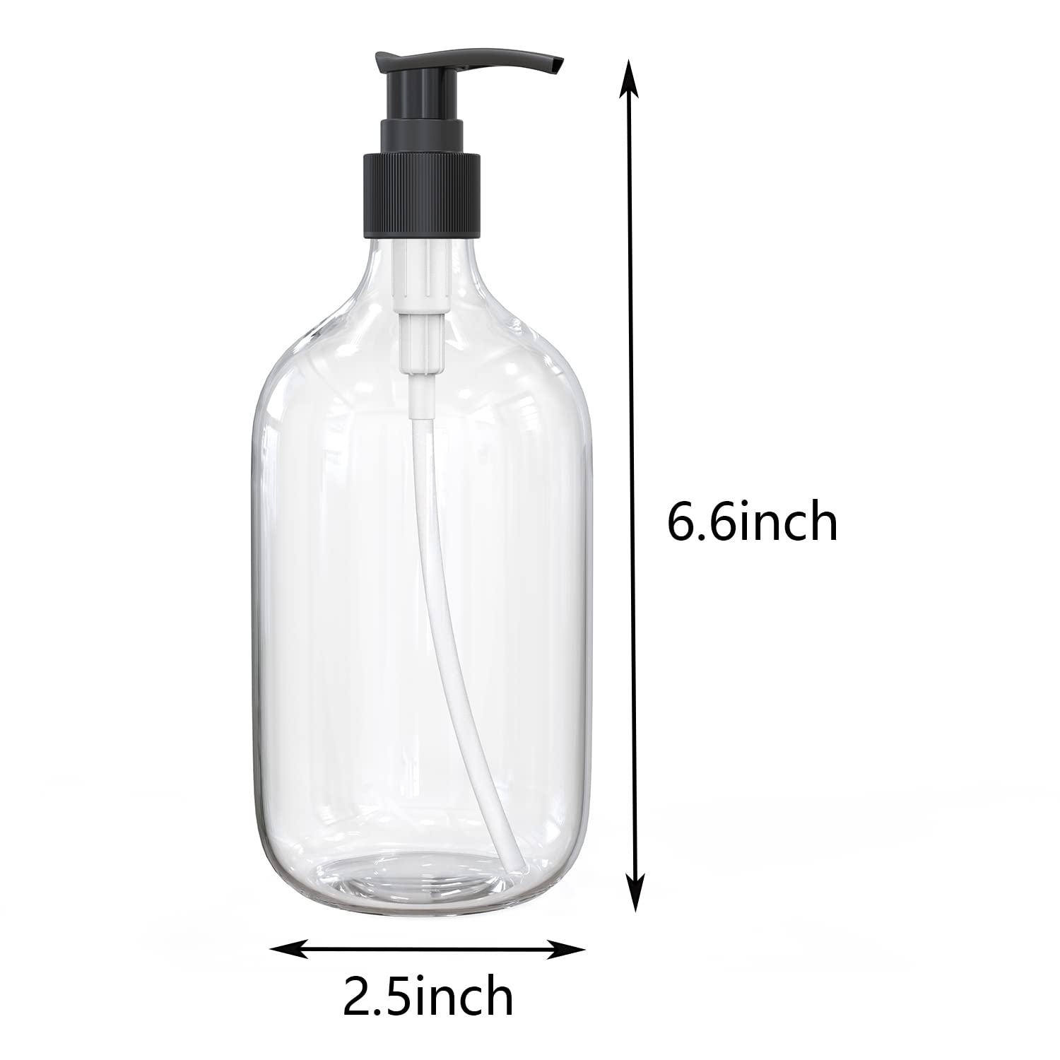 10 Ounce Clear Plastic Pump Bottle Dispenser, Refillable Empty Bottle Container With Pump For Essential Oil Soap Lotion Shampoo,