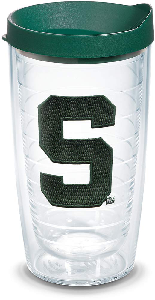 Tervis Michigan State Spartans Block S Tumbler With Emblem And Hunter Green Lid 16Oz, Clear