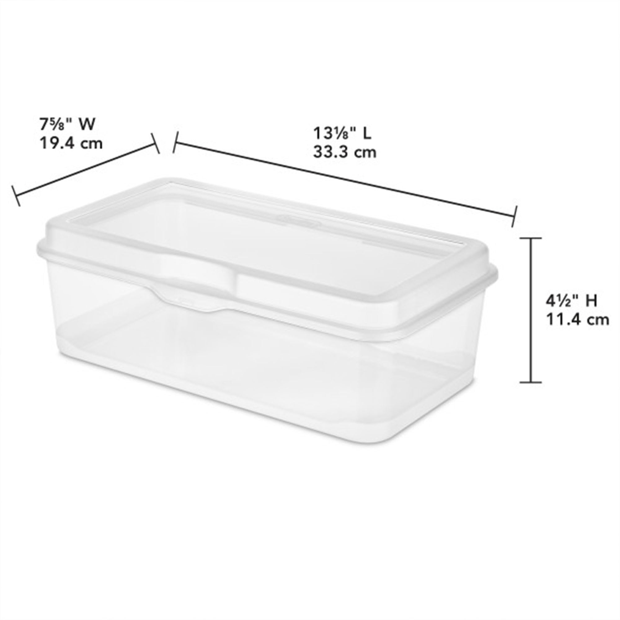 Sterilite Large Fliptop Stackable Small Storage Bin With Hinging Lid, Plastic Container To Organize Desk At Home, Classroom, Off