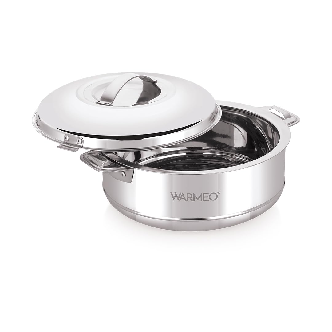 Warmeo Steam Insulated Stainless Steel Casseroles| Easy To Carry Hot Boxes For Kitchen | Hot Food, Easy To Store| Silver|20 Lite